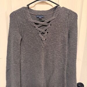 American Eagle Outfitters Charcoal V-Neck Sweater